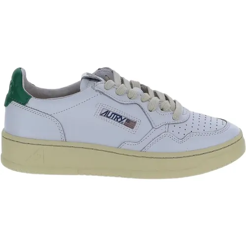 Weiße Low Top Sneakers mit Grünem Tag - Autry - Modalova