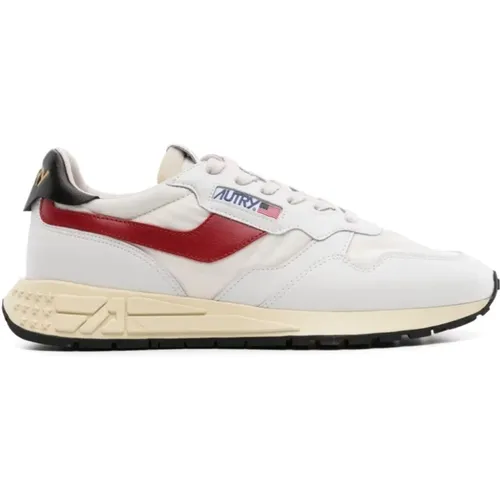 Low Top White Red Sneakers , male, Sizes: 8 UK, 6 UK - Autry - Modalova