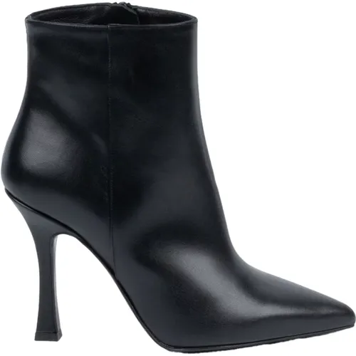 Leather Tronchetto with Side Zip and 110mm Heel , female, Sizes: 7 UK, 6 UK - Albano - Modalova