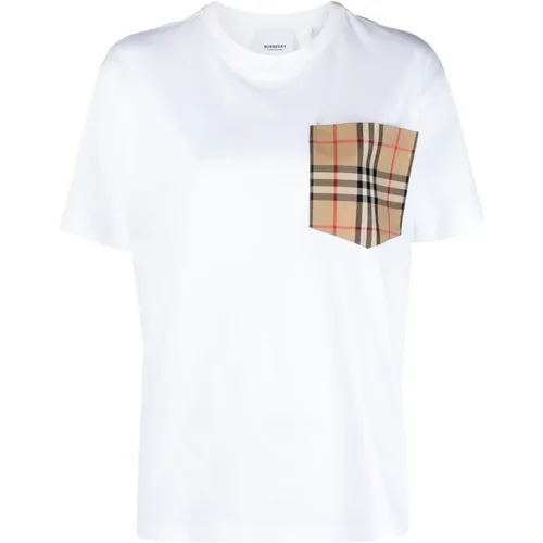 T-shirts and Polos with Check Pocket , female, Sizes: M, S, XS - Burberry - Modalova