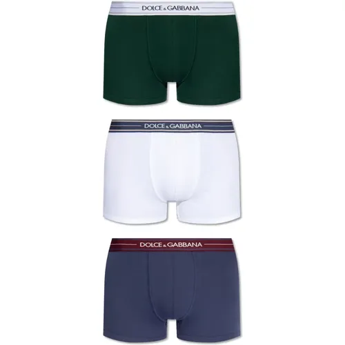 Branded boxers three-pack , male, Sizes: S, XL - Dolce & Gabbana - Modalova