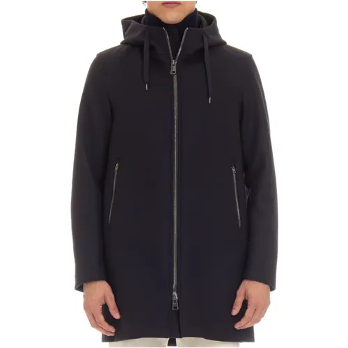 Blaue Zip Parka mit Neoprenfutter - Herno - Modalova