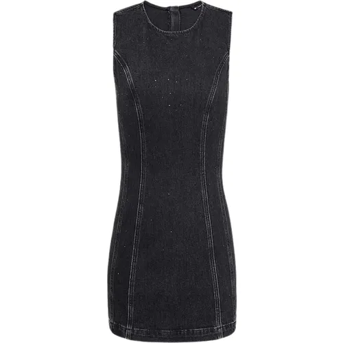 Schwarzes Denim Minikleid mit Glitzer - Tommy Hilfiger - Modalova