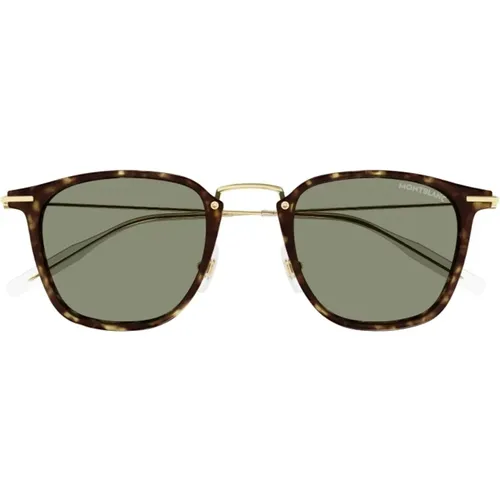 Herren Sonnenbrille mit quadratischem Acetatrahmen in dunkelbrauner Schildpatt-Optik,Stylische Sonnenbrille Mb0295S - Montblanc - Modalova