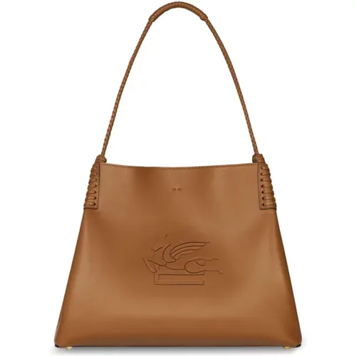 Leather Shopping Bag with Pegasus , female, Sizes: ONE SIZE - ETRO - Modalova