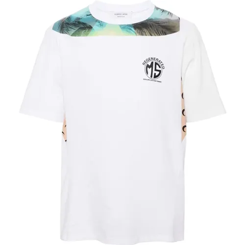 Weißes Mondgrafik-T-Shirt , Herren, Größe: 3XL - Marine Serre - Modalova