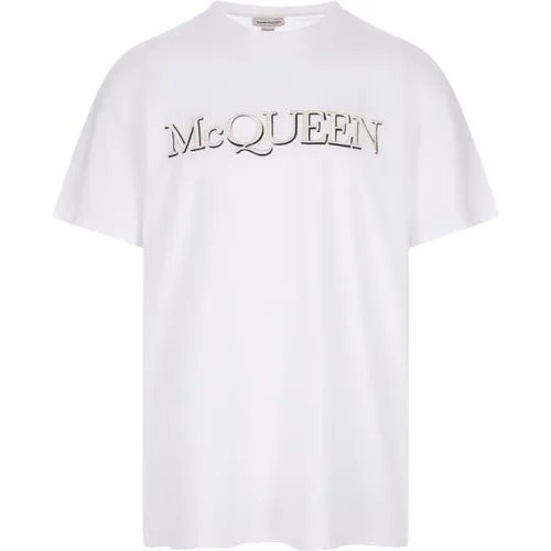 Weiße Baumwoll-T-Shirt Rundhals Kurzarm , Herren, Größe: M - alexander mcqueen - Modalova