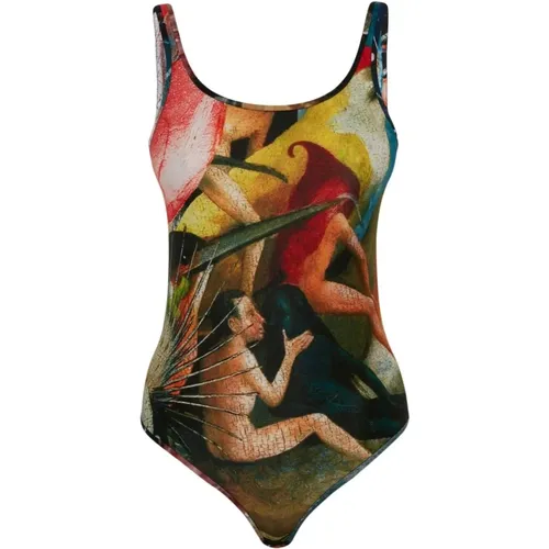 Graphic-Print Jersey Bodysuit , female, Sizes: S, XS - alexander mcqueen - Modalova