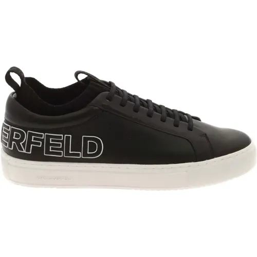 Schwarze Leder-Sneakers mit Mesh-Detail , Herren, Größe: 45 EU - Karl Lagerfeld - Modalova