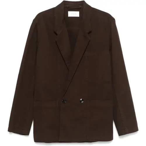 Coffee Cotton Double-Breasted Jacket , female, Sizes: S - Lemaire - Modalova