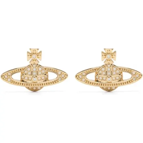 Crystal-embellished gold earrings with orb motif , female, Sizes: ONE SIZE - Vivienne Westwood - Modalova