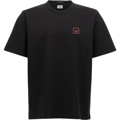 Schwarzes Baumwoll-T-Shirt Regular Fit , Herren, Größe: 2XL - C.P. Company - Modalova