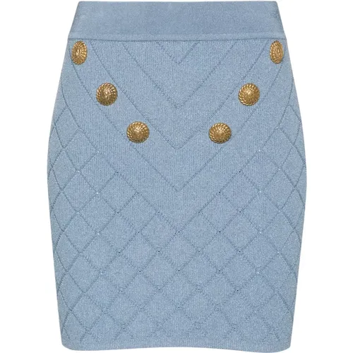 White Jacquard Mini Skirt , female, Sizes: M - Balmain - Modalova