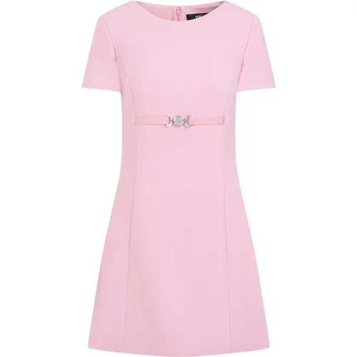 Hellrosa Mini Kleid,Doppeltes Viskose Crepe Stretch Kleid - Versace - Modalova