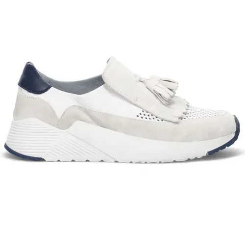 Weiße Slip-On Sneakers mit Fransen , Damen, Größe: 38 EU - Calpierre - Modalova
