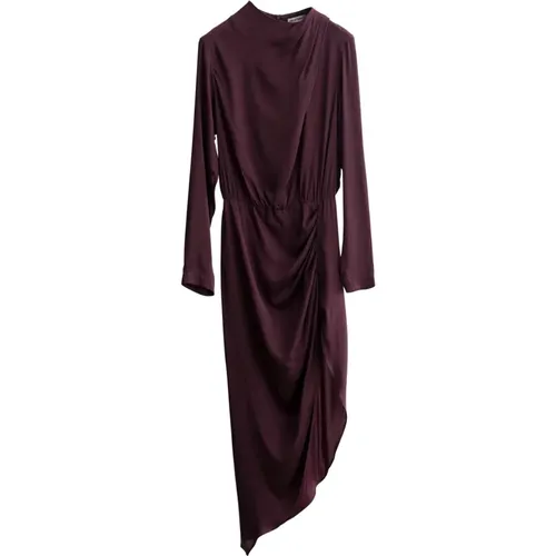 Burgunder Jade Kleid mit Asymmetrischen Falten , Damen, Größe: M - Ahlvar Gallery - Modalova