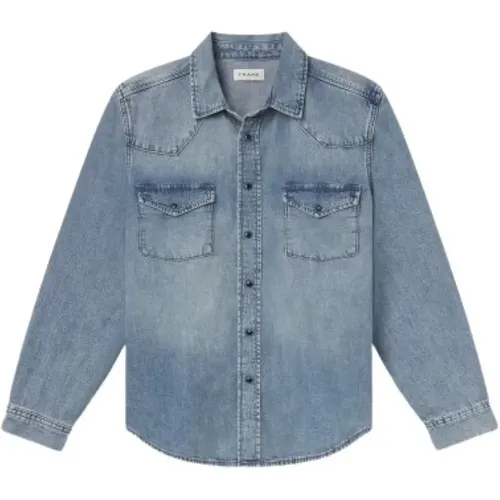 Denim Western Hemd , Herren, Größe: XL - Frame - Modalova