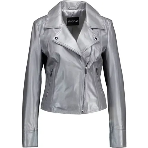 Lovato Silver Leather Jacket , female, Sizes: 2XL, M, XL, L - Studio AR by Arma - Modalova
