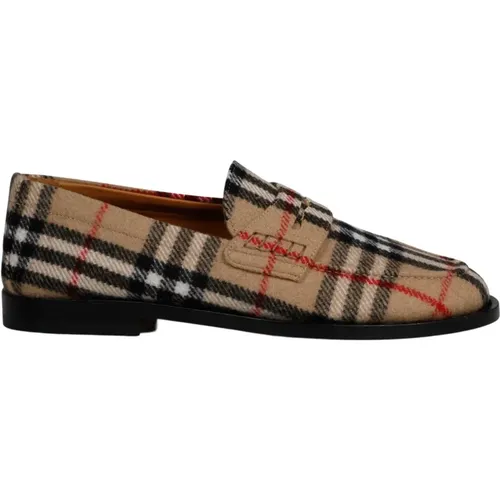 Check Wool Felt Loafers , female, Sizes: 3 UK - Burberry - Modalova