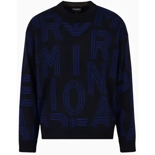 Navy Logo Pullover , male, Sizes: M - Emporio Armani - Modalova