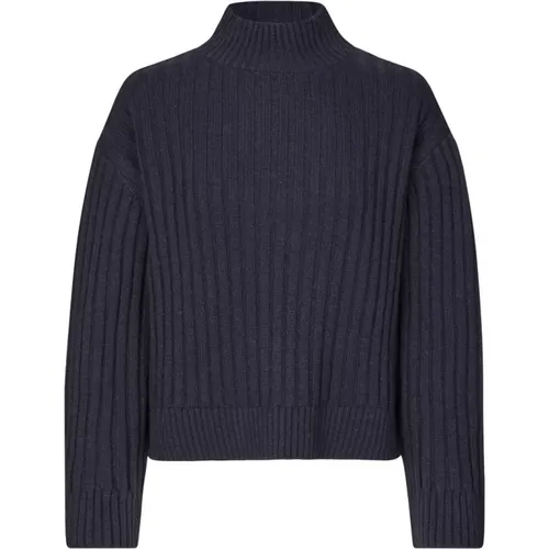 Navy Rib Knit Sweater Fulton , female, Sizes: S, M, L - Modström - Modalova