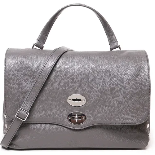 Grey Leather Shoulder Bag Italy , female, Sizes: ONE SIZE - Zanellato - Modalova