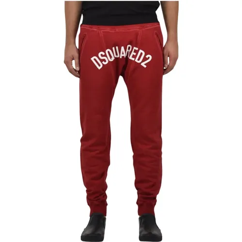 Red Cotton Jogging Pants with Adjustable Waistband , male, Sizes: 2XL - Dsquared2 - Modalova