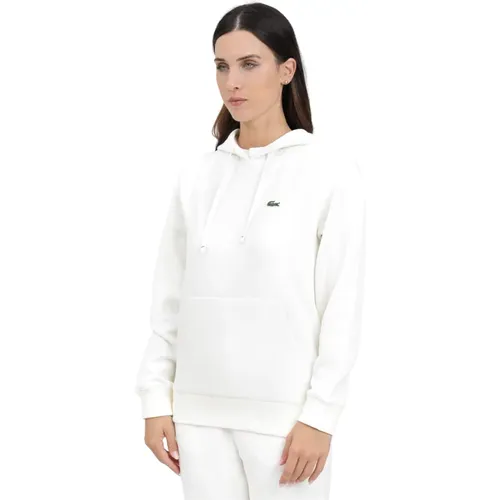 Weiße Damen Hoodie Chic Sportlicher Stil , Damen, Größe: XL - Lacoste - Modalova