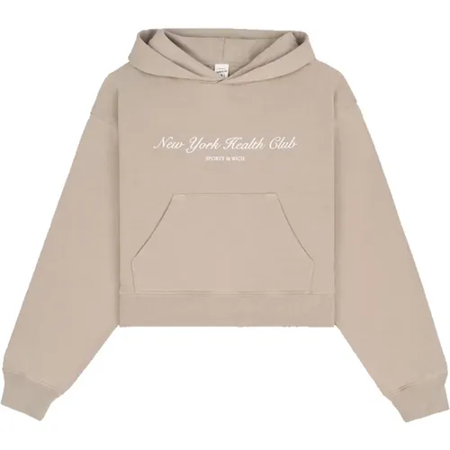 Cropped Hoodie mit Logo-Print , Damen, Größe: S - Sporty & Rich - Modalova