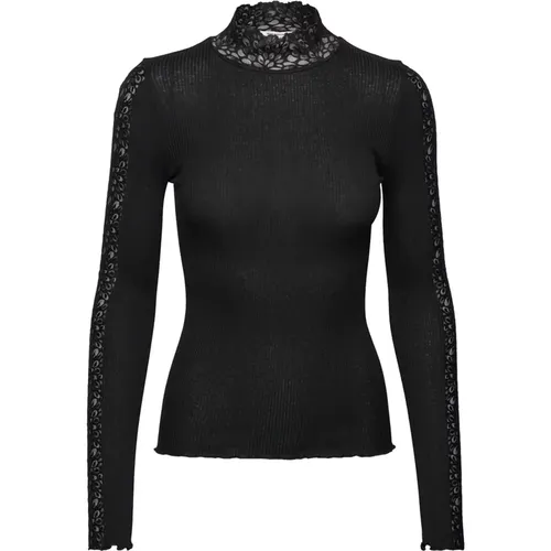 Lace Detail Long Sleeve Top , female, Sizes: M, XL - Rosemunde - Modalova