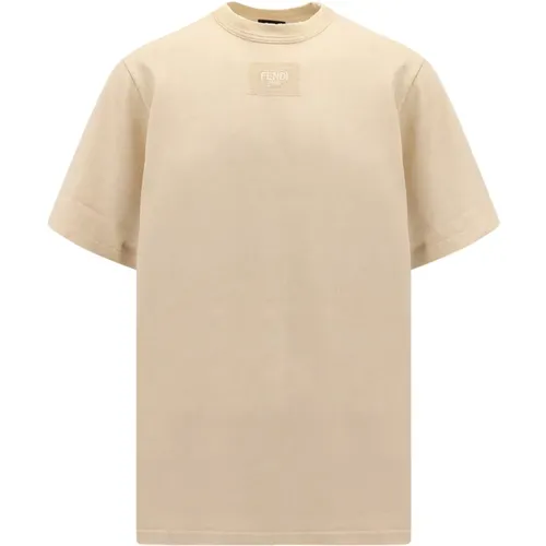 Upgrade Your Casual Wardrobe with this Washed Cotton T-Shirt , male, Sizes: L - Fendi - Modalova