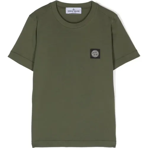 Grünes T-Shirt mit Compass Rose Patch - Stone Island - Modalova