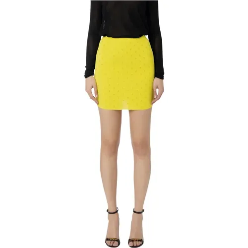 Mini Skirt with Strass Lettering , female, Sizes: S, M, L - Elisabetta Franchi - Modalova