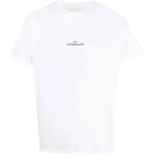 Upside-Down Logo Cotton T-shirt , male, Sizes: M, L, S, XL - Maison Margiela - Modalova