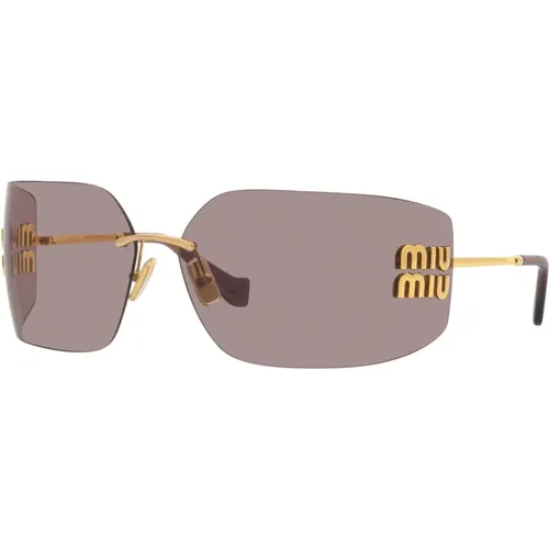 Gold/Light Violet Sunglasses SMU 54YS,Gold/Light Grey Sunglasses,Sunglasses SMU 54Ys - Miu Miu - Modalova