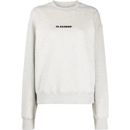 Weiße Sweatshirt mit Logo-Druck , Damen, Größe: M - Jil Sander - Modalova