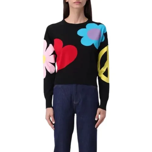 Langarm Peace Love Muster Shirt , Damen, Größe: S - Moschino - Modalova