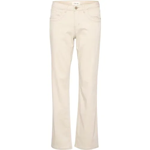 Straight Leg Twill Pants Feather Gray , female, Sizes: W26 L32, W25 L32, W32 L32, W33 L32, W24 L32, W28 L32, W30 L32, W31 L32, W27 L32, W29 L32 - Cream - Modalova