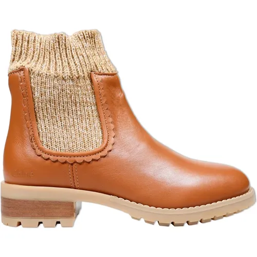 Elegant Ankle Boots with Knitted Collar , female, Sizes: 4 UK, 3 UK - Chloé - Modalova