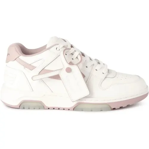 Off , Leather Sneakers with Pink Arrow , female, Sizes: 3 UK - Off White - Modalova