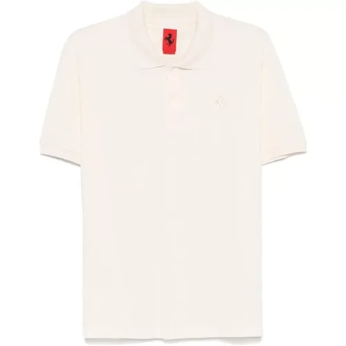 Besticktes Logo Polo Shirt Elfenbein - Ferrari - Modalova