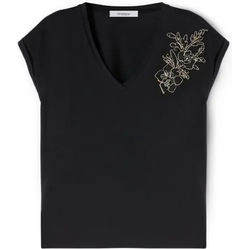 Besticktes T-Shirt mit Kimono-Ärmeln - Motivi - Modalova