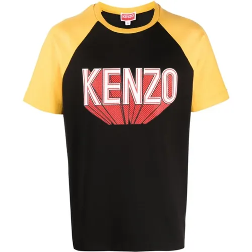 Schwarzes Baumwoll-T-Shirt mit 3D-Druck - Kenzo - Modalova