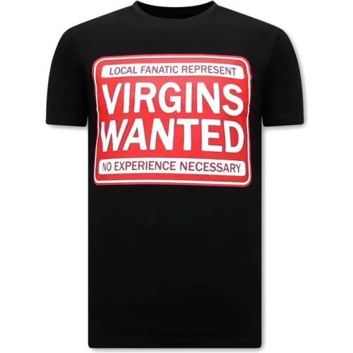 T-Shirt mit Virgins Wanted Print , Herren, Größe: M - Local Fanatic - Modalova