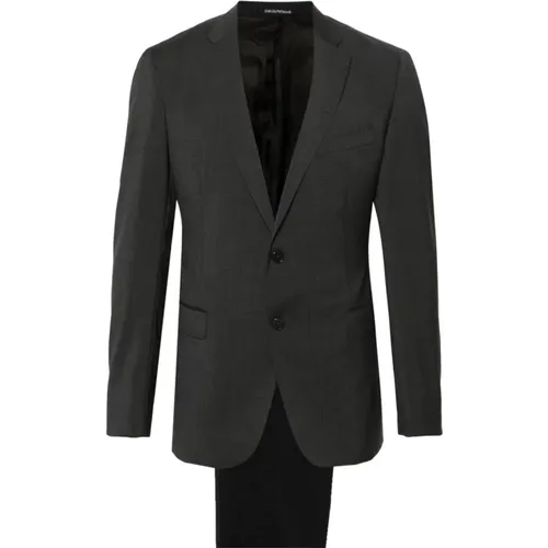 Grey Wool Mélange Blazer and Trousers , male, Sizes: 2XL - Emporio Armani - Modalova