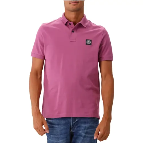 Rose Quartz Baumwoll Polo Shirt , Herren, Größe: L - Stone Island - Modalova