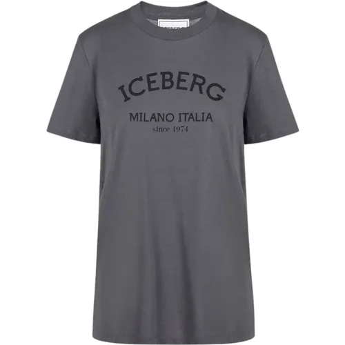 Regular Fit T-Shirt aus Baumwolljersey , Damen, Größe: M - Iceberg - Modalova