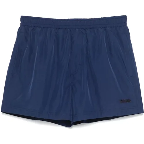 Blaue Logo-Print Badehose,Schwarze Logo-Print Badehose - Ermenegildo Zegna - Modalova