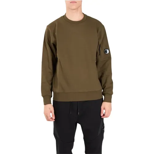 Baumwoll-Crewneck-Sweatshirt mit gesticktem Logo , Herren, Größe: S - C.P. Company - Modalova