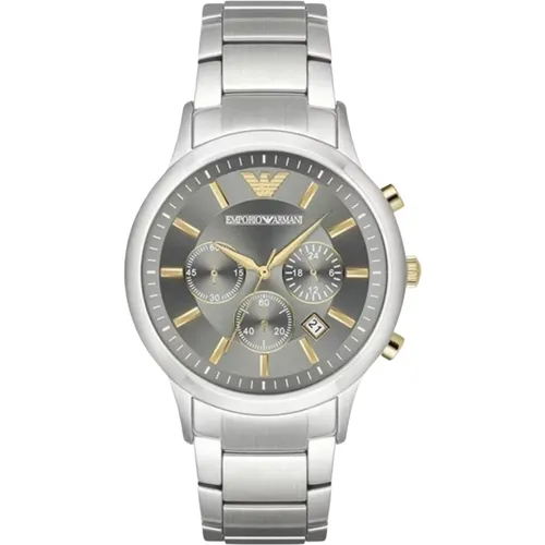 Herren Chronograph Uhr mit Silber/Gold Ton , Herren, Größe: ONE Size - Emporio Armani - Modalova